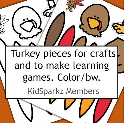 Build a turkey - make crafts and learning games. With instructions.