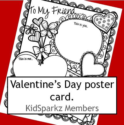 Valentine's Day card printable activity card.  There are 3 windows titled “This is you”, “This is me” and “We can do this together”. 2 versions.