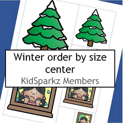 Winter themed order by size pictures, plus graphic organizer mat.