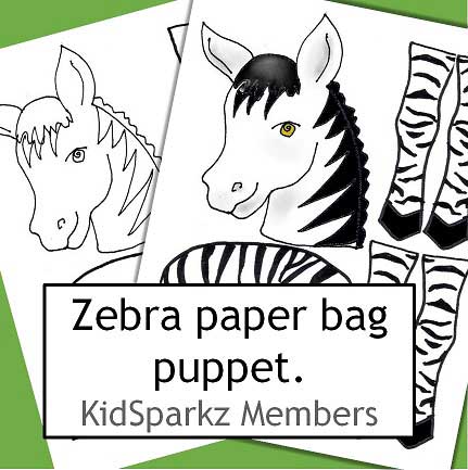 Zebra paper bag puppet